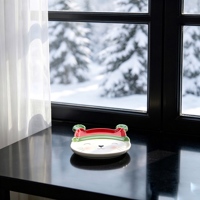 Théière en céramique 3D en forme de chat tigré avec écharpe rayée rouge, bouilloire en porcelaine mignonne en forme d'animal, décoration de table d'hiver, cadeau de Noël