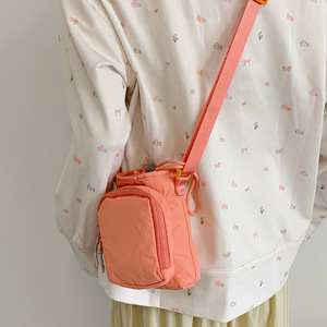 <strong>Simple</strong> Solid Color Portable Water Bottle <strong>Bag</strong> Zipper <strong>Polyester</strong> for Female Outdoor Single Shoulder Messenger Mobile <strong>Bag</strong> - Product Image 3