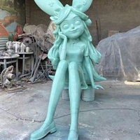 Estatua de Personaje de Dibujos Animados de Conejita de Gran Tamaño, Personalizada, Impermeable, de FRP, Pintada a Mano, Escultura de Fibra de Vidrio, Decoración Moderna para