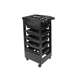 KIKI NEWGAIN Chariot de salon de <span class=keywords><strong>coiffure</strong></span> <span class=keywords><strong>professionnel</strong></span> moderne en PP avec 5 tiroirs, 1 plateau et conception à 4 roues - Product Image 1