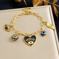 Ensemble collier et bracelet élégant pour femme, forme cœur gravé, en acier inoxydable 316L plaqué or 18 carats, étanche, cadeau de mariage