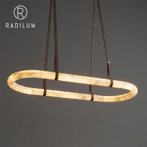 Modern Pendant Light Brass Alabaster Belt Nordic Luxury Dining Room <b>Lamp</b> Oval Villa Living Decor Artistic Designer Hanging - Product Image 1