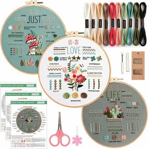 Kit de broderie DIY pour débutants : Matériel de couture fait main pour la pratique, broderie murale, tableau à suspendre - Product Image 1