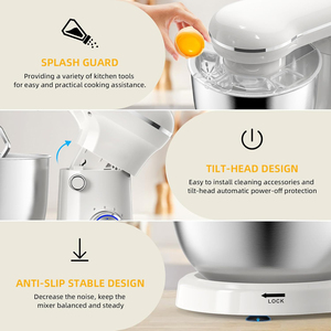 <span class=keywords><strong>Robot</strong></span> <span class=keywords><strong>culinaire</strong></span> électrique multifonction 1500W 5.2L avec batteur mélangeur pour gâteaux, pain et pâte à pain - Product Image 5