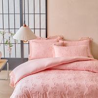 Ensemble de literie de style baroque luxueux, couvre-lit en jacquard vintage avec franges