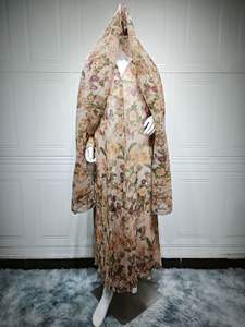 <span class=keywords><strong>Kimono</strong></span> pour femmes <span class=keywords><strong>Abaya</strong></span> mode élégant imprimé fleuri modeste turquie dubaï <span class=keywords><strong>Abaya</strong></span> manteau avec écharpe ensemble vêtements islamiques Caftans XF487 - Product Image 2