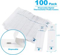 100 Protège-Sondes Jetables de Qualité Alimentaire pour Thermomètre Numérique, Manchons de Protection Transparents en LDPE/EVA de 98 mm, Étui Latéral