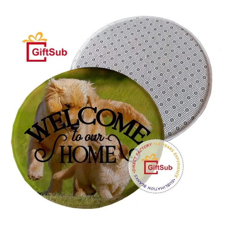 Sublimation Blank Door Mats 60*60CM Round Polyester Flannel Heat Transfer Welcome Mat Non Slip Mats for Home Bathroom Decoration