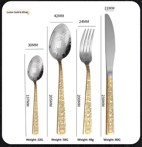 Juego de Cuchillo, Tenedor y Cuchara de Acero Inoxidable 410 con Diseño Grueso, Vajilla de Alta Gama, Estilo Retro de Lujo, Pulido Espejo, para Restaurantes - Product Image 3