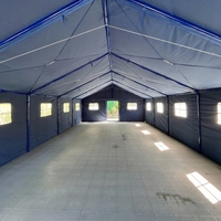 Tente de camping en toile de coton polyester bleu marine grande capacité pour 30 personnes, structure en A