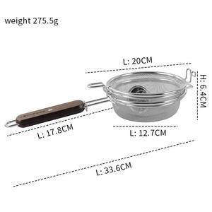 Grille de torréfaction de <span class=keywords><strong>café</strong></span> en acier inoxydable avec poignée en bois écologique et thermomètre, pour torréfaction de grains à feu ouvert à domicile - Product Image 3