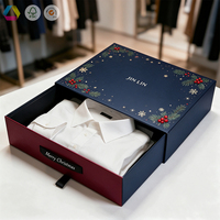 Boîte à tiroir rigide de luxe personnalisée pour Noël avec poignée en ruban, emballage cadeau en carton pour costume et cadeaux haut de gamme