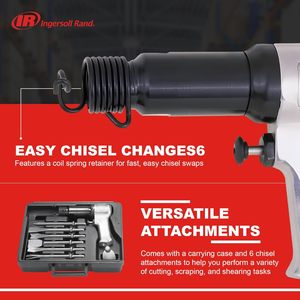 Kit de martillo neumático Ingersoll Rand 121-K6 con juego de 6 cinceles y estuche de almacenamiento, gatillo táctil para máxima eficiencia - Product Image 3
