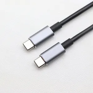 Tip c tipi c pd şarj usb kablosu 60w pd hızlı şarj kablosu TPE malzeme metal kabuk gri siyah