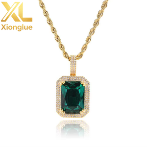 Collar de Moda con Colgante Cuadrado de Cobre con Incrustaciones de Circonitas Grandes y Coloridas, Joyería Popular para Hombre, Regalo - Product Image 6