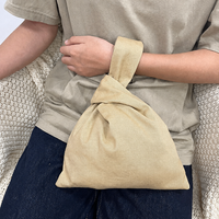 Pochette à main rétro orientale en coton et lin avec nœud, logo brodé personnalisé, pour monnaie, maquillage et rangement