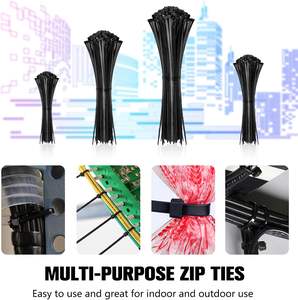 HOOYU批发UL批准的4.8x 300毫米5 * 300毫米尼龙扎带PA66塑料拉链带12英寸防紫外线电缆夹 - Product Image 6