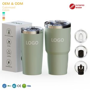 Tazas de Viaje de Acero Inoxidable con Tapa Deslizante y Popote, Recubrimiento en Polvo, Aislamiento Térmico al Vacío, Vaso de 30oz - Product Image 1