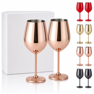 Gobelet à vin en acier inoxydable 304 de 500 ml, <span class=keywords><strong>incassable</strong></span>, à simple paroi, à <span class=keywords><strong>pied</strong></span> haut, pour vin rouge, idéal pour les fêtes et les bars - Product Image 1