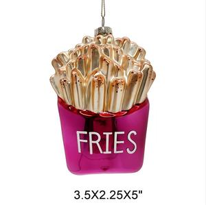 Adornos Navideños de Cristal Soplado con Forma de Hombre de Jengibre, Palomitas de Maíz, Galletas, Papas Fritas y Comida de Parque de Atracciones para Árbol de Navidad - Product Image 3