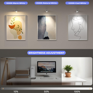 <b>Wireless</b> Rechargeable LED Puck Wall <b>Lamp</b> Remote Control 3000K-6500K Color Temp Dimmable & Timer Modern Design Wall-Mounted - Product Image 3