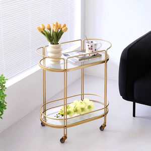 יוקרה באיכות גבוהה 2-שכבות תאורה מדפים הגשה רולים מסגרת מתכת מושלשת משטח משובח מעצב עתיק - Product Image 1