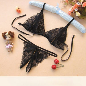 ملابس داخلية نسائية من الدانتيل من قطعتين ملابس داخلية مثيرة ساخنة شفافة للمرأة حمراء بيضاء سوداء - Product Image 2