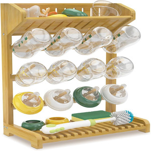 Escurridor Vertical <span class=keywords><strong>de</strong></span> Bambú para Biberones, Ahorra Espacio para 12 Biberones <span class=keywords><strong>de</strong></span> Vidrio, Soporte <span class=keywords><strong>de</strong></span> Drenaje <span class=keywords><strong>de</strong></span> <span class=keywords><strong>Madera</strong></span> - Product Image 6