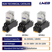 Relais intermédiaire miniature MY2NJ petit relais électromagnétique avec lumière et base pour DC 220V 24V 12V
