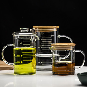 Taza Medidora Moderna Ecológica de Vidrio Borosilicato Transparente Resistente a Altas Temperaturas con Tapa y Asa 1000ML/500ML/350ML - Product Image 5