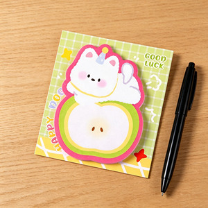 Cute Unicorn dog Apple Shape Memo Pads With Adhesive Backing Colorful Sticky <b>Notes</b> For Planner Journal Use - Product Image 6
