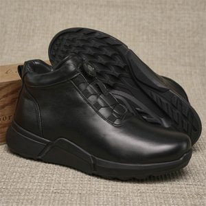 Botas Martin para Hombre, de Cuero Genuino, Punta Redonda, Forro de Piel, Aislantes para Invierno, con Cordones, Estilo Sólido - Product Image 3
