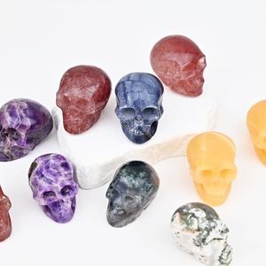 Crânes sculptés à la main en cristal naturel de haute qualité, améthyste et <span class=keywords><strong>agate</strong></span> mousse, pour la décoration intérieure (vente en gros) - Product Image 1