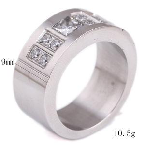 Anillo de Acero Inoxidable y Titanio de 9 mm con Circonitas Geométricas, Joyería de Moda para Mujer, Regalo - Product Image 5