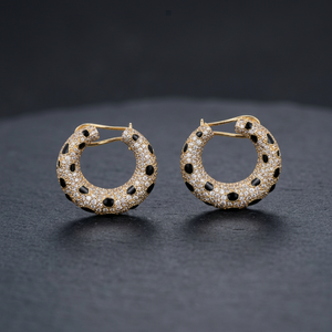 Boucles d'oreilles créoles modernes en émail noir et diamants pour femme, en argent sterling 925, bijoux fins de créateur, cadeau - Product Image 6
