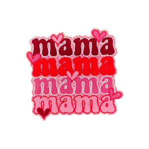 Venta al por mayor mamá letras brillo gran chenilla toalla bordado hierro en parches para ropa personalizada - Product Image 1