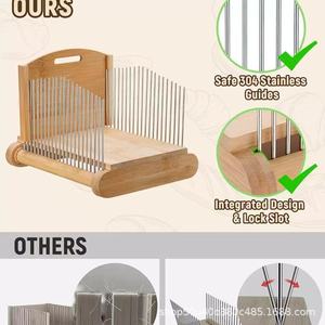 เครื่องตัดขนมปังไม้พับได้พร้อมตัวปรับความหนา คู่มือการตัดทำจากไม้ไผ่ สำหรับอุปกรณ์ทำขนมอบ - Product Image 3