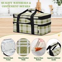 Sac isotherme double couche Aloha Collection, imprimé personnalisé Hawaïen Palaka, grand format extensible, pour transport de plats chauds