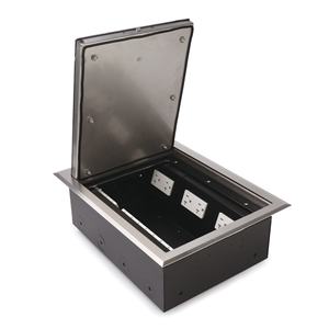 Caja de alimentación y datos para suelo de hormigón con tapa de cierre suave para sistemas de suelo elevado y de nivelación - Product Image 1