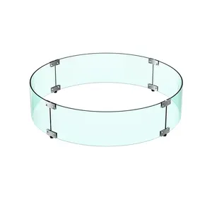 Customized Round Fire Pit Glass Wind Guard For Outdoor Glass Wind Guard Fireplace Glass Bent