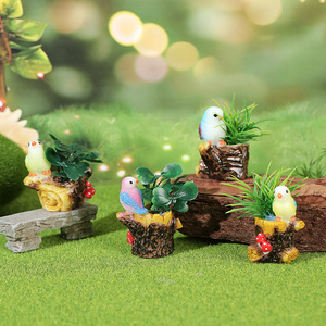Resin Bird And <b>Tree</b> Stump Miniature Landscape Ornament Indoor <b>Outdoor</b> Desktop Decoration Garden Decor Style A B C D - Product Image 1