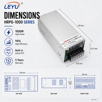 Alimentation à découpage HRPG-1000 1000W 24V 42A à sortie unique avec fonction PFC, alimentation parallèle haute efficacité 94% SMPS
