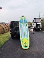 Planche à pagaie gonflable de couleur bleu-vert, en PVC et EVA durable, antidérapante, avec pompe supérieure pour le surf en eau libre