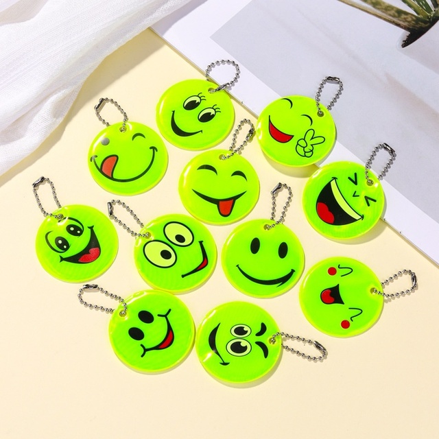 Reflective Glow-in-the-Dark for Face UV Printed PVC Keychain Pendant for Student Backpacks Nighttime Safety