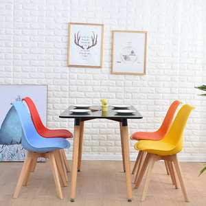 Modern <b>4</b>-Seater Restaurant <b>Set</b> Popular Sale MDF Wooden Table with <b>4</b> Seater Plastic <b>Dining</b> <b>Chair</b> for Hotels - Product Image 2