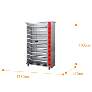 Asador eléctrico de acero inoxidable de 9 varillas, máquina de asador de <span class=keywords><strong>pollo</strong></span> comercial, estante eléctrico giratorio para horno de restaurante, asado - Product Image 2