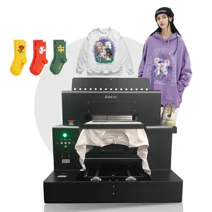 Pencetak Kaus DTG Tiongkok Kecepatan Cepat 5 Warna CMYK dan Tinta Pigmen Putih Flatbed Mesin Pencetak Inkjet Digital DTG