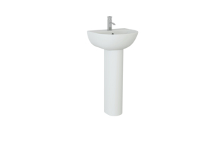 450 Piédestal de lavabo de salle de bain Lavabo à <span class=keywords><strong>main</strong></span> en céramique blanche moderne Piédestal complet Lavabo rond - Product Image 3