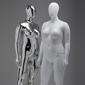 Mannequin féminin de présentation de vêtements, tête d'œuf, électroplaqué brillant, grande taille - Product Image 3