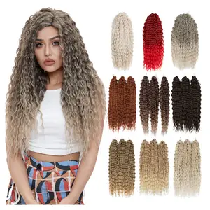 Wholesale Synthetic Crochet Braiding Deep Water Wave Hair Extensions Synthetic Braids Hair Curly Braiding Hair Extensions